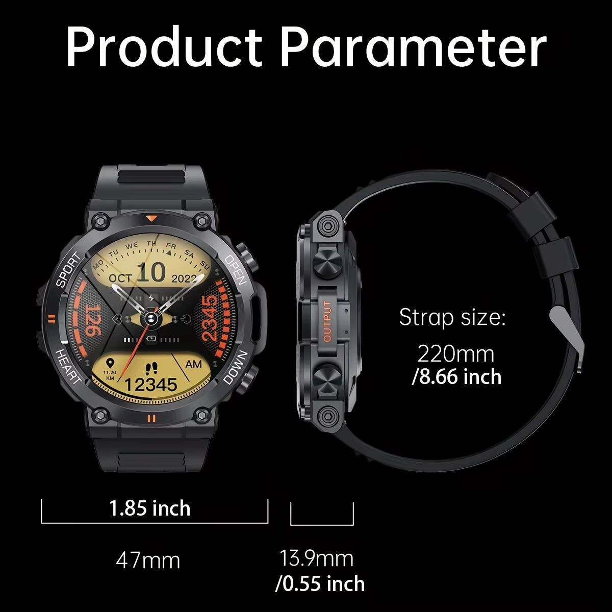 K56Pro Smart Watch for Men – 1.39” HD Screen, Bluetooth Calling, Heart Rate & Fitness Tracker, 400mAh Battery